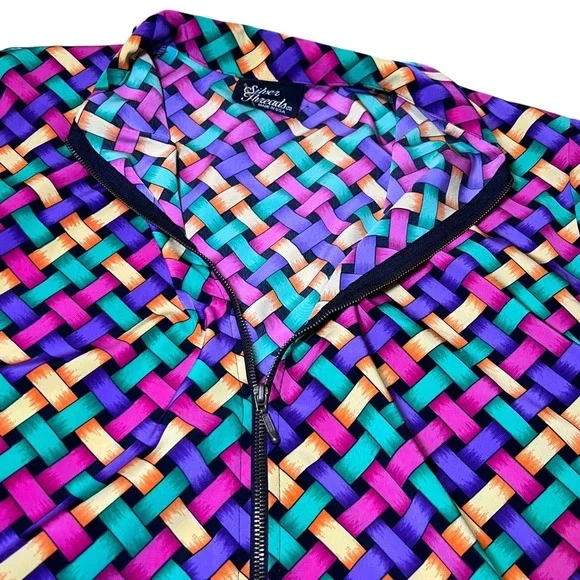 Silver Threads Vintage Woven Geometric Print Jacket Womens Medium Colorful Bold - Picture 5 of 12